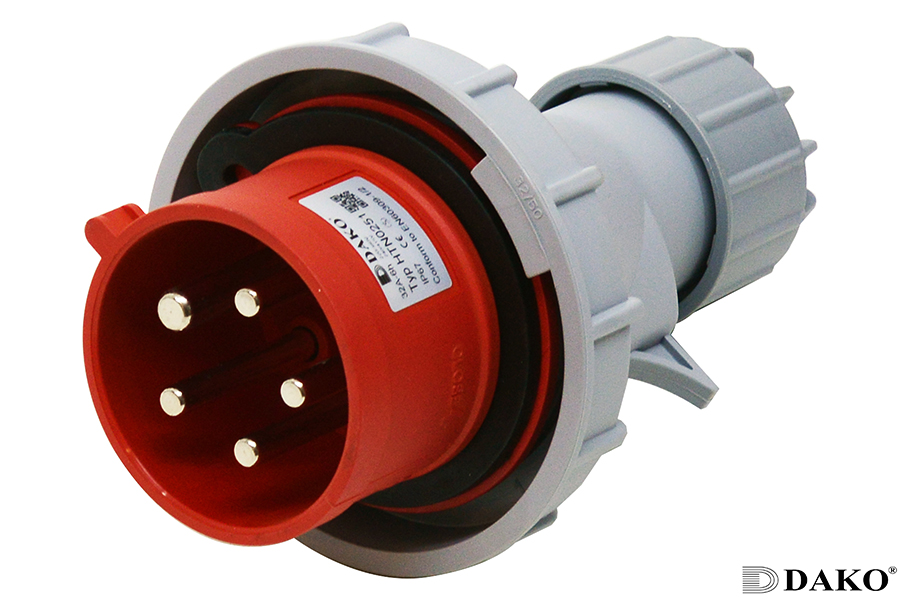 HTN0251 ปลั๊กตัวผู้กลางทาง 3P+N+E 32A 400V IP67 6h