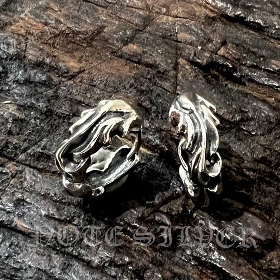 ต่างหูห่วงเงินแท้ ลายกราฟฟิกลายน้ำ Sterling Silver 925 NSER1723