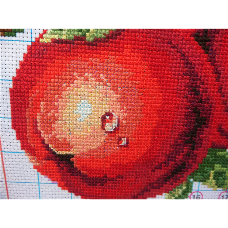 fruit-1009 *พร้อมส่ง* ชุดปักครอสติช ลายแอปเปิ้ล (ผ้า11CT พิมพ์ลาย ปัก 3 เส้นเล็ก) ขนาด 32*32 ซม.ผ้าครอสติช 11CTพิมพ์ลายปักบนผ้า ไหมคอตตอน 21 สี ผังลาย เข็ม