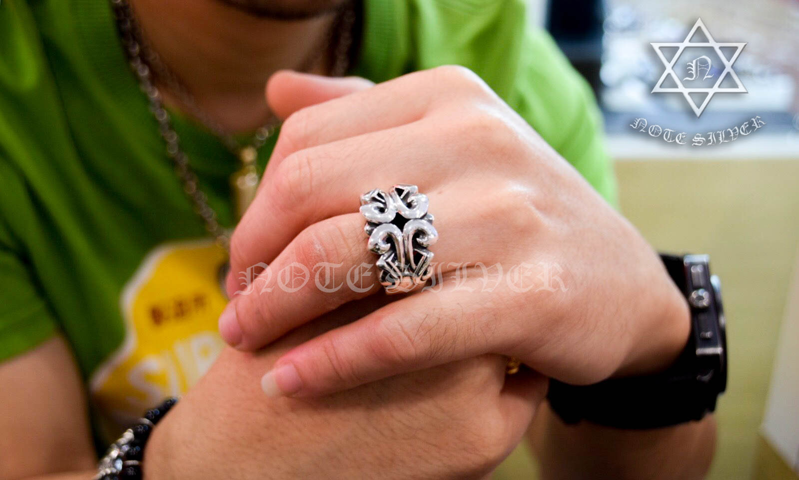 แหวนเงินแท้ สไตล์กอธิก ทรงตัน Sterling Silver 925 NSRG889
