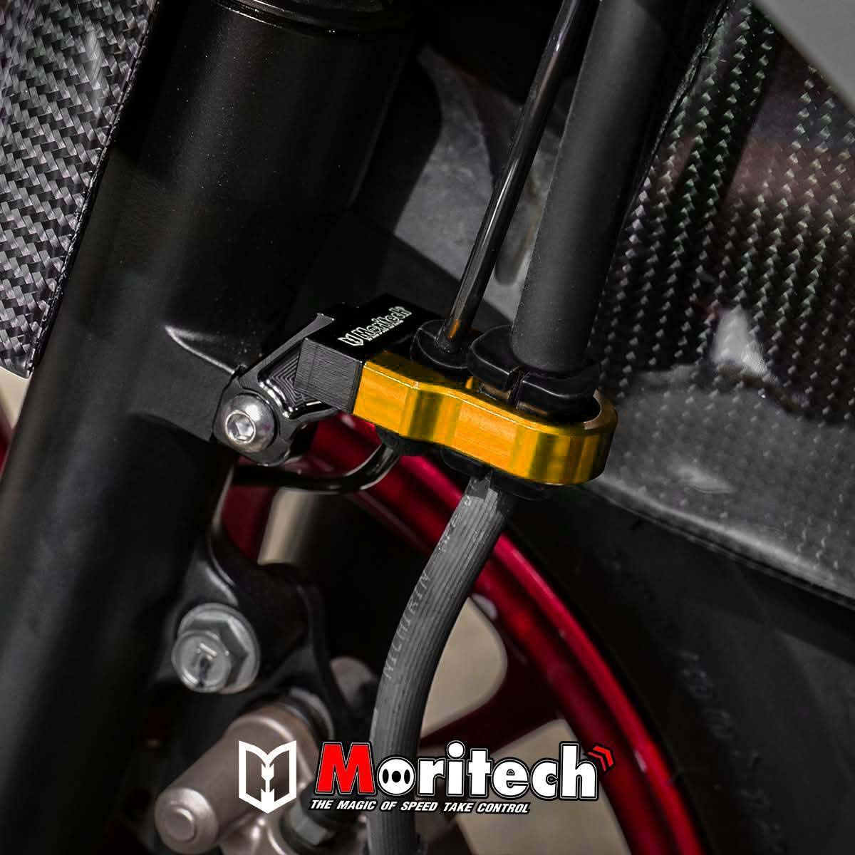 ขายึดสายน้ำมันดิสเบรคหน้า CNC MORITECH สำหรับรุ่น : GIORNO-125 / LEAD-125 / PCX-160