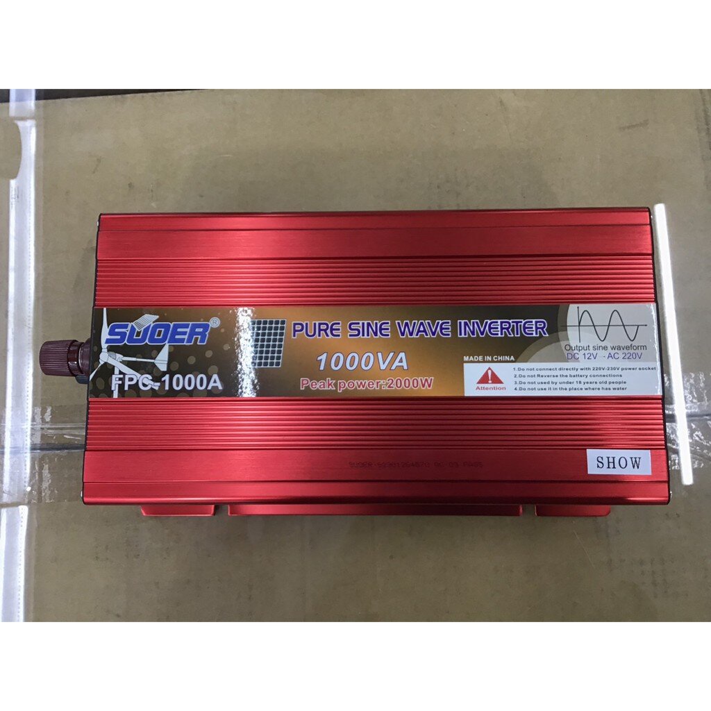 SUOER PURE SINE WAVE INVERTER รุ่น FPC-1000A 12V, 1000 วัตต์ เพียวไซน์ เครื่องแปลงไฟแบตเตอรี่เป็นไฟบ้าน