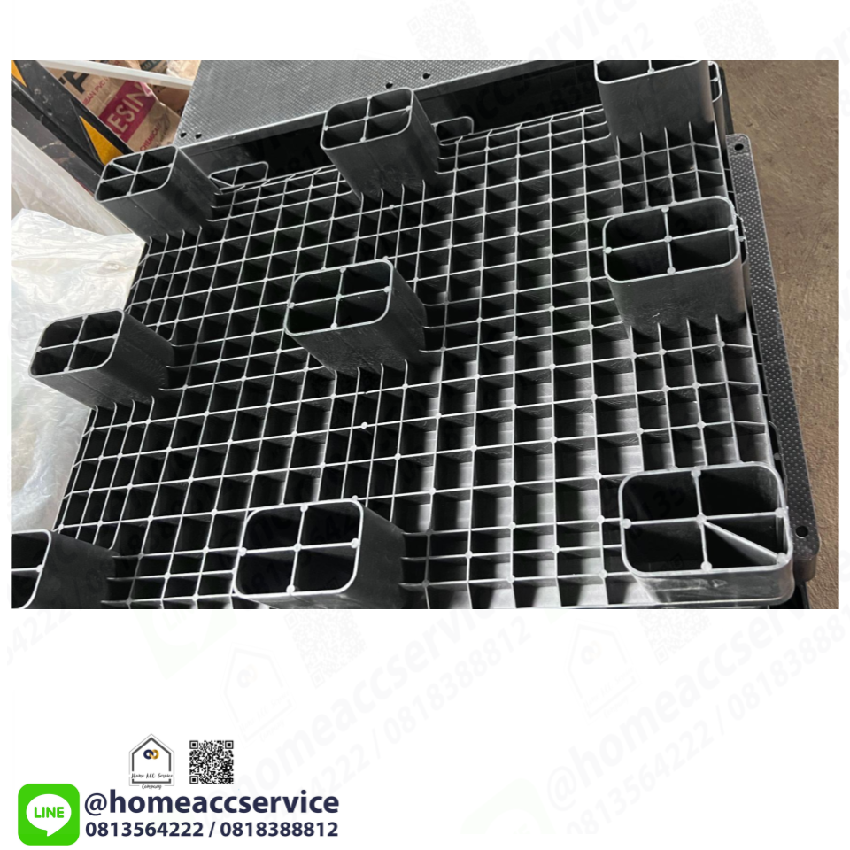 พาเลท พาเลทพลาสติกหน้าเรียบสีดำ ก80xย80xส12ซม 11กก. - Black Plastic Pallet 80x80x12cm 11kg