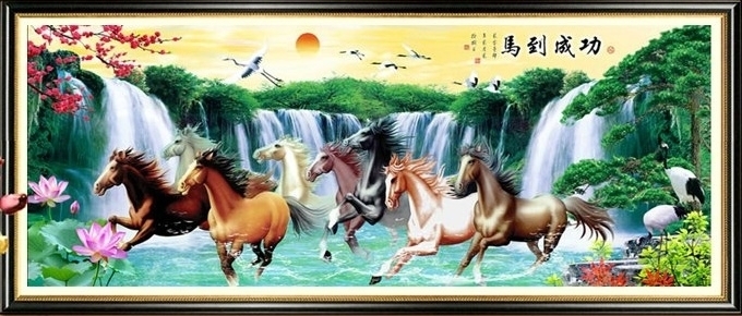 maa-1104 *สินค้าหมด* ชุดปักครอสติช ลาย 8 อาชา (ปักเต็มผืนผ้า ผ้า11CTพิมพ์ลาย ปัก 3 เส้นเล็ก) ขนาดใหญ่ 149*62 ซม.ผ้าครอสติช 11CTพิมพ์ลายปักบนผ้า ไหมคอตตอน 60 สี ผังลาย เข็ม