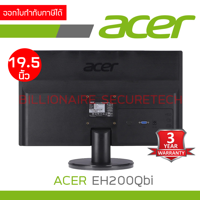 ACER EH200Qbi LED Monitor 19.5'' (VGA, HDMI) 60Hz BY BILLIONAIRE SECURETECH ACER EH200Qbi