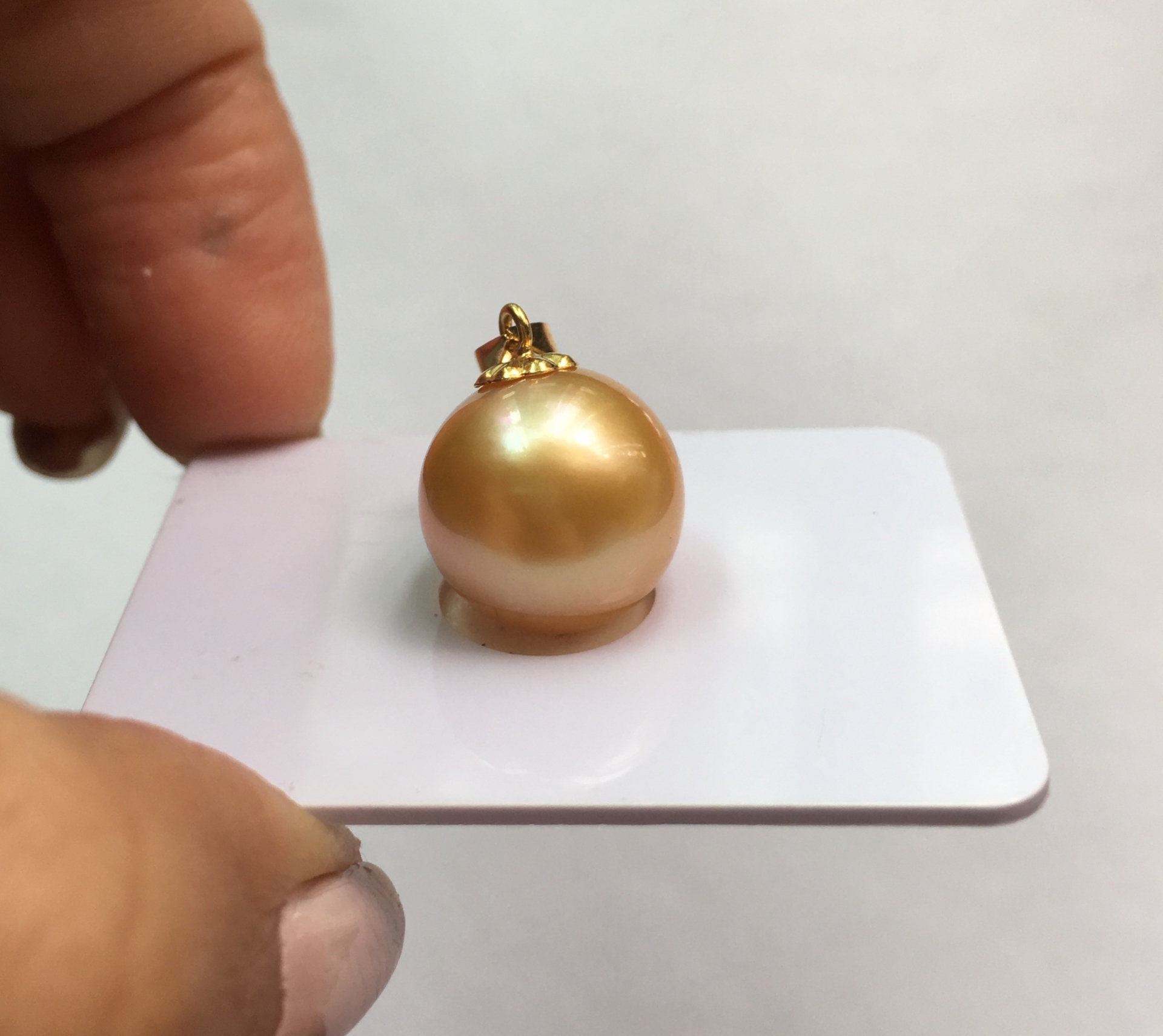 จี้ไข่มุก south sea 12-13 มิล ตัวเรือน 18k สีทองเข้มอมส้ม เกรด AAA