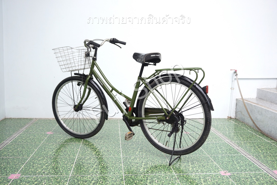 จักรยานแม่บ้านล้อโต ญี่ปุ่น - ล้อ 27.5x1.95 - เกียร์ 6 สปีด - ไฟหน้าอัตโนมัติ - Gakuchari - สีเขียว [จักรยานมือสอง]