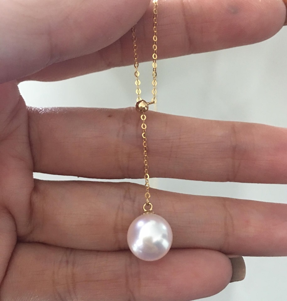 สร้อยทอง 18K พร้อมมุกอะโกย่าญี่ปุ่นแท้