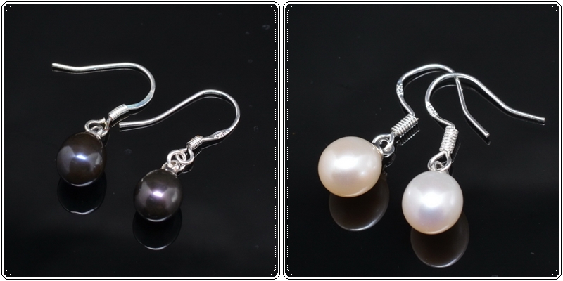 ต่างหูไข่มุกแท้ ก้านเงิน ทรงไข่-บาร๊อค 7.5-8 มิล หมดค่ะ