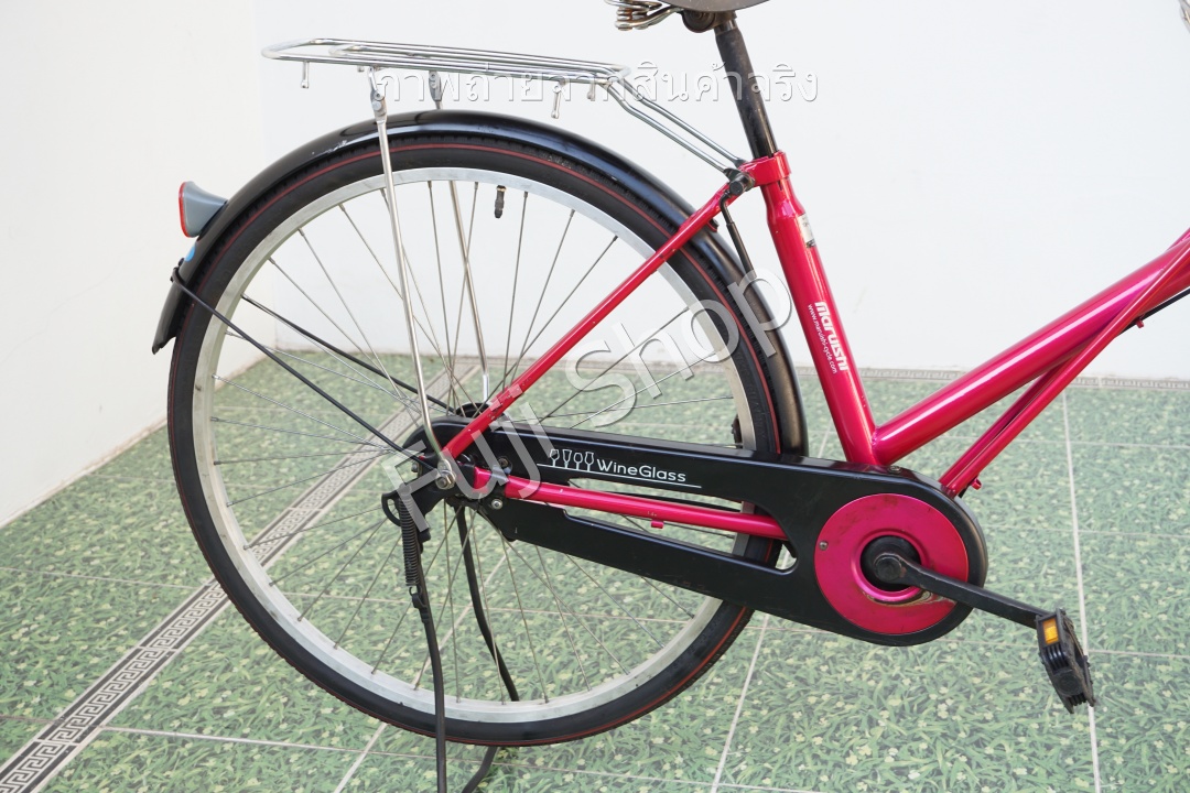 จักรยานแม่บ้านญี่ปุ่น - ล้อ 26 นิ้ว - ไม่มีเกียร์ - ไฟหน้าอัตโนมัติ - สีชมพู [จักรยานมือสอง]
