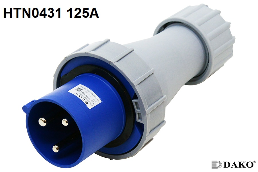 HTN 0431 ปลั๊กตัวผู้กลางทาง 2P+E 125A 230V IP67 6h