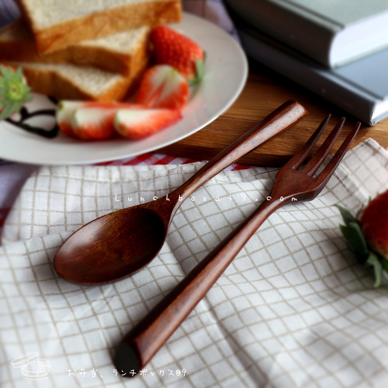 Brown Spoon & Fork Wood Set ช้อนส้อมไม้สีเข้ม
