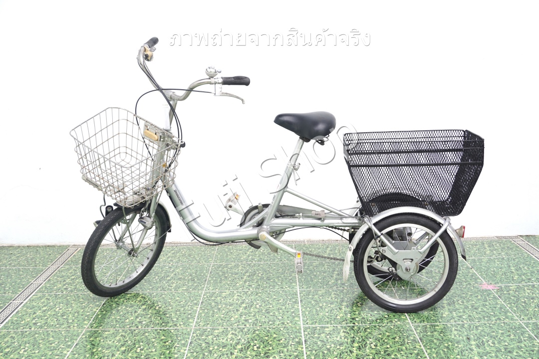 จักรยานสามล้อญี่ปุ่น - ล้อ 18/16 นิ้ว - มีเกียร์ - อลูมิเนียม - Bridgestone - สีเงิน [จักรยานมือสอง]