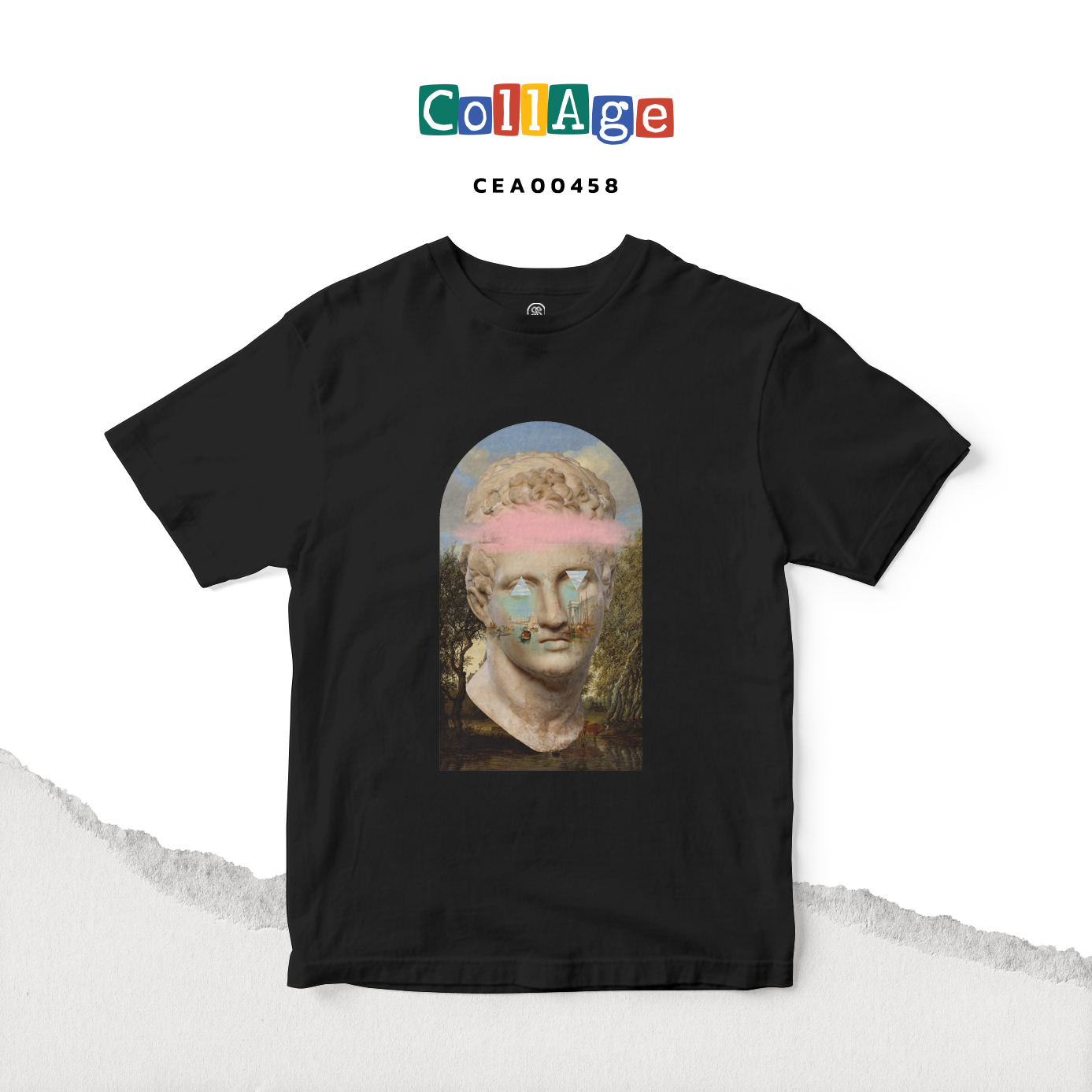 เสื้อยืด พิมพ์ลาย T-SHIRT Collage Max I CEA00458 สีดำ #เสื้อยืด #Collage #SHOPTER