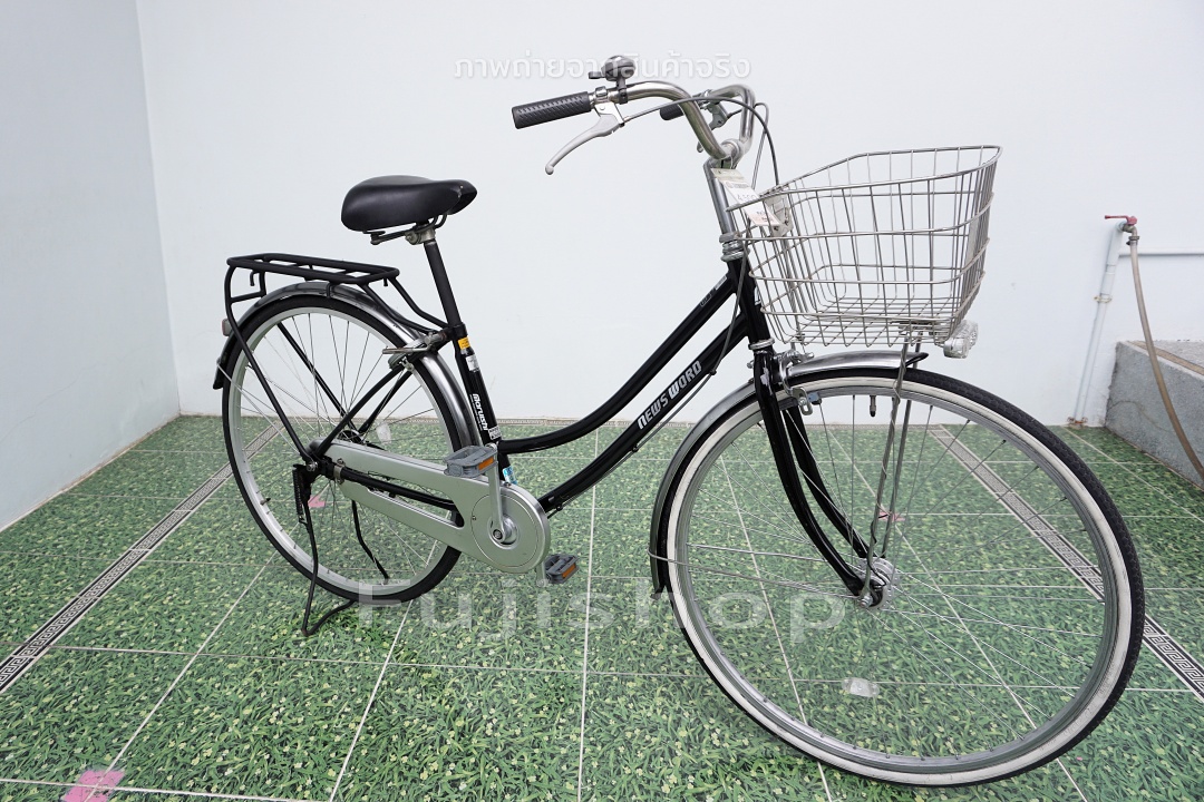 จักรยานแม่บ้านญี่ปุ่น - ล้อ 27 นิ้ว - ไม่มีเกียร์ - ไฟหน้าอัตโนมัติ - Maruishi - สีดำ [จักรยานมือสอง]