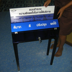 กล่องรับความคิดเห็นรุ่นตั้งพื้น สีน้ำเงินใส