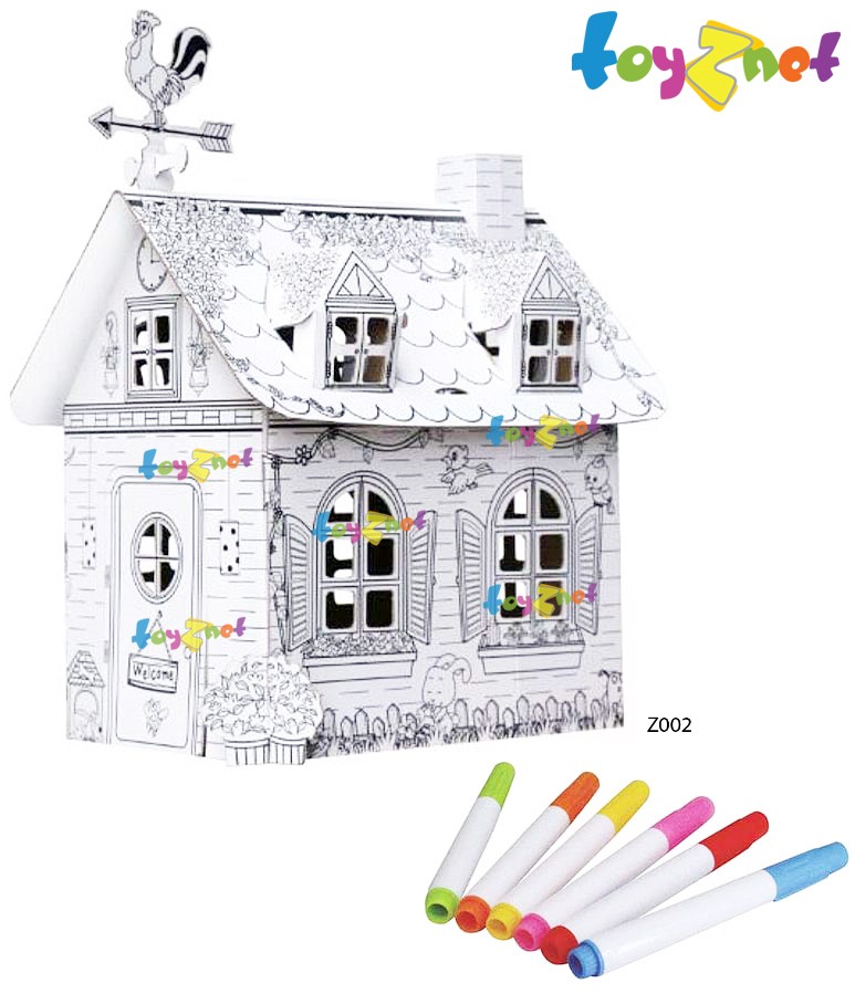 Toyznet ส่งฟรี บ้านกระท่อม กระดาษแข็ง ระบายสี เสริมทักษะ รุ่น Z002