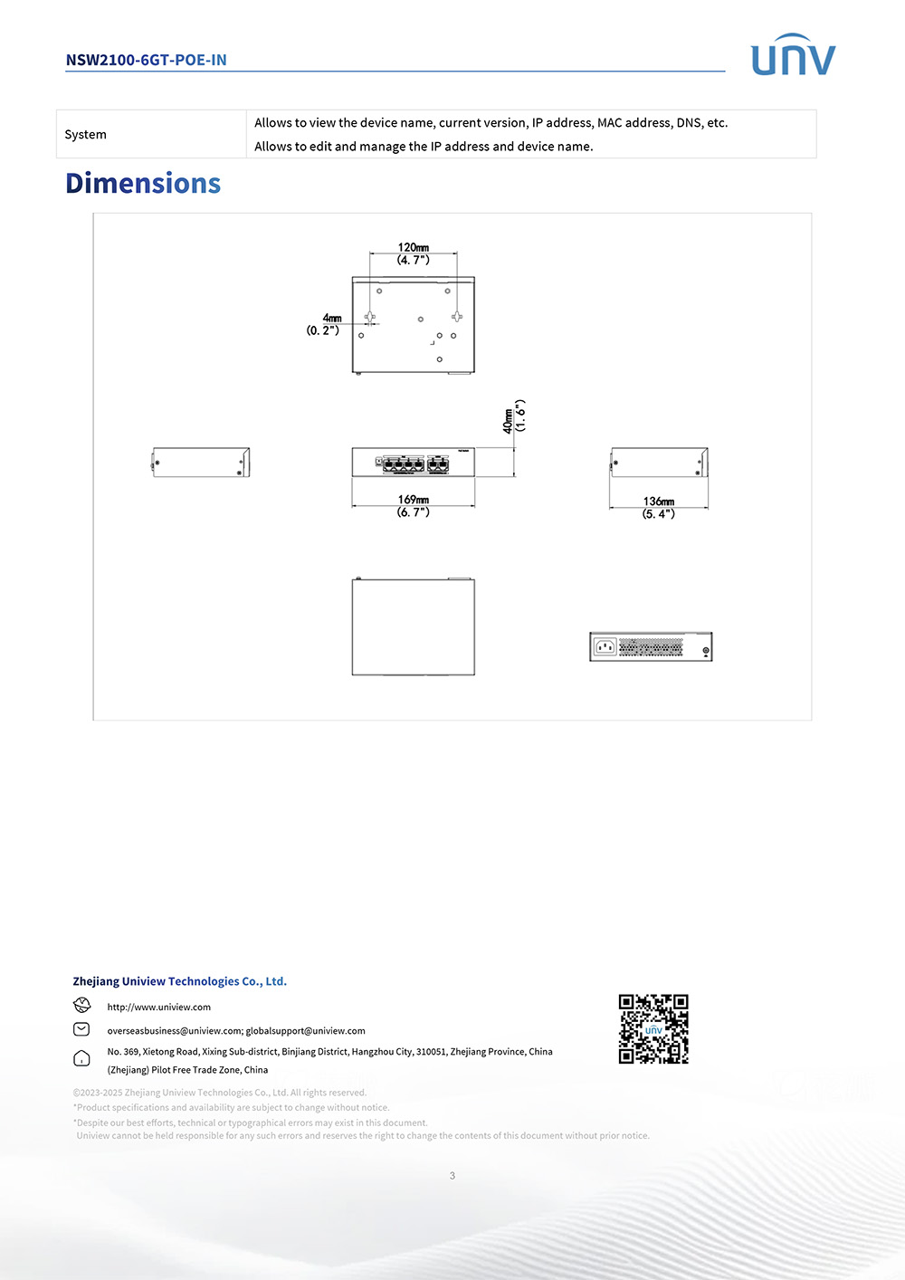 UNIVIEW NSW2100-6GT-POE-IN Lite Cloud Managed Gigabit POE Switch 4PoE+2Uplink 64W BY BILLIONAIRE SECURETECH NSW2100-6GT-POE-IN
