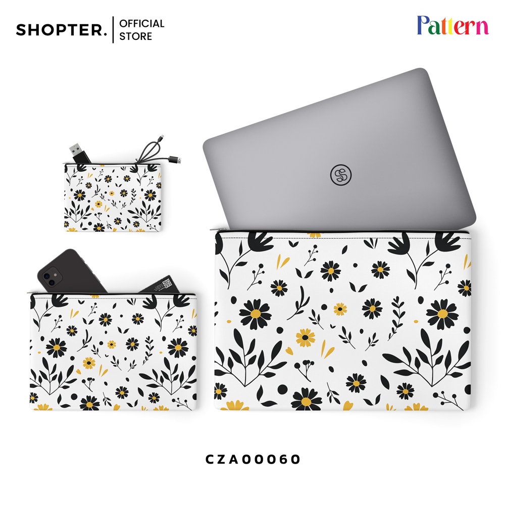 เซตกระเป๋าเคสคอม พิมพ์ลาย Flower Collection 🌼 รหัส CZA00060 #Pattern #SHOPTER