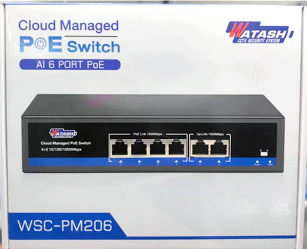 WATASHI WSC-PM206 4-Port PoE + 2 Uplink Cloud Managed Gigabit PoE Switch 250M. 10/100/1000Mbps 75W BY BILLIONAIRE SECURETECH WSC-PM206