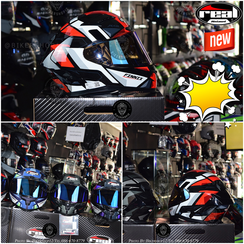 หมวกกันน็อคReal รุ่น FINNIX AWALON สี black-red-white