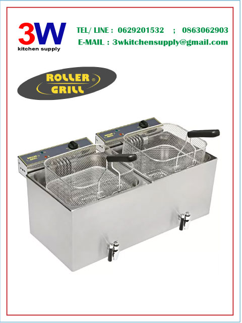 MF120DR ROLLER GRILL Electric Double fryer เตาทอดไฟฟ้า 12 ลิตร + 12 ลิตร
