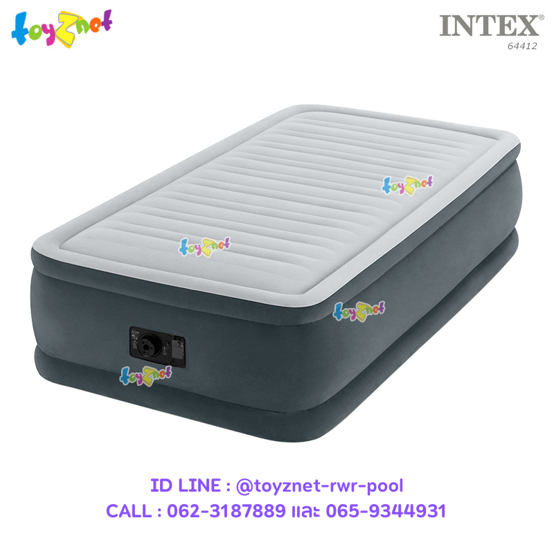 Intex Comfort-Plush Airbed 3.5ft (Twin) 0.99x1.91x0.46 m w/Built-in Elec. Air Pump no.64412