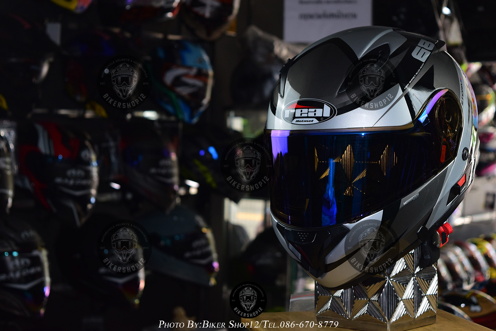 หมวกกันน็อคReal รุ่น Storm Cyclone สี น้ำเงิน