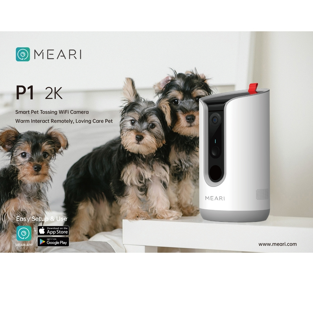 MEARI P1 กล้องวงจรปิด 3MP Smart Pet Tossing Wi-Fi มีฟังก์ชั่นให้อาหารสัตว์,ระบบเสียงสองทาง BY BILLIONAIRE SECURETECH MEARI P1