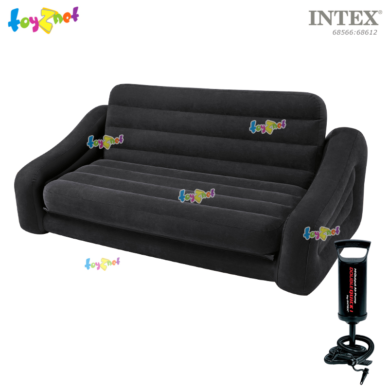Intex Pull-Out Sofa 1.93x2.31x0.71 m Black no.68566 + DQI Air Pump