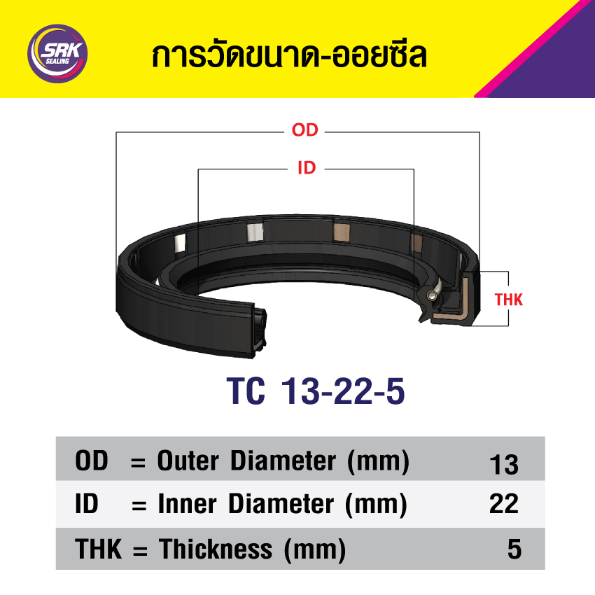 TC 13-22-5 ซีลกันน้ำมัน ออยซีล ซีลกันรั่ว Oil seal