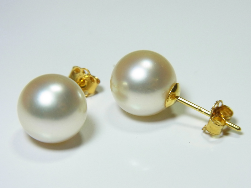 ต่างหูไข่มุก south sea 9-10 มิล ตัวเรือน 14k สีขาวอมชมพู เกรด AAA