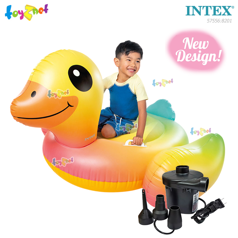 Intex Yellow Duck Ride-on 1.47x1.47x0.81 m no.57556 + Elec. Air Pump