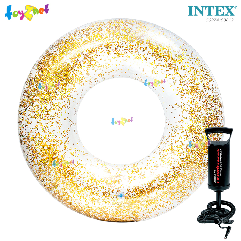 Intex Transparent Glitter Tube 1.19 m. Gold no.56274 + DQI Air Pump