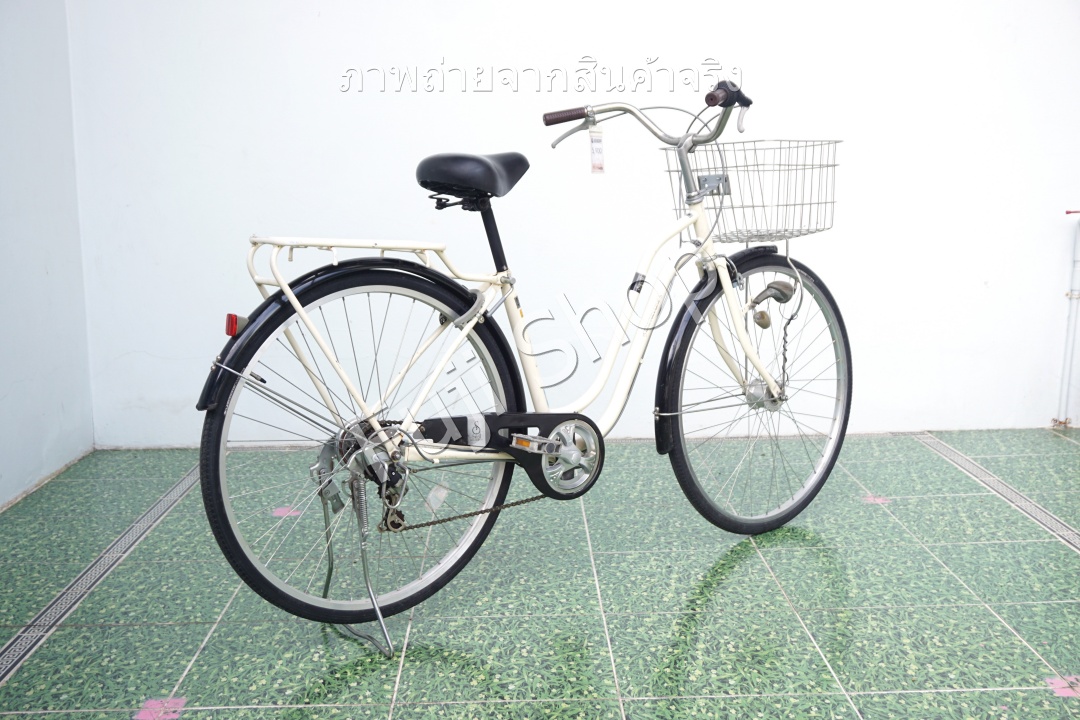 จักรยานแม่บ้านญี่ปุ่น - ล้อ 27 นิ้ว - เกียร์ 6 สปีด - ไฟหน้าอัตโนมัติ - สีขาว [จักรยานมือสอง]