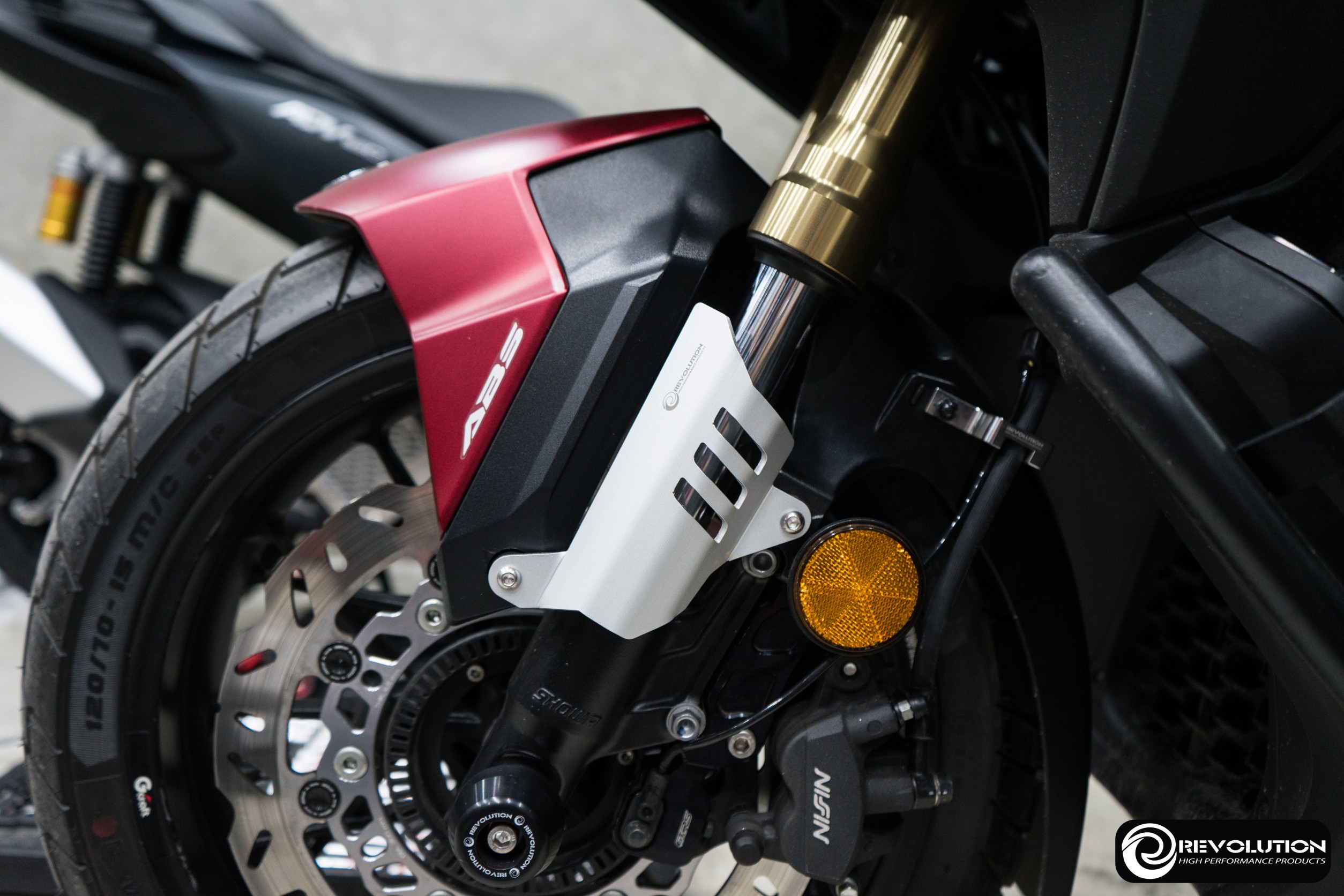 การ์ดโช็คหน้า มิเนียม REVOLUTION ADV350 มี5สี เงิน แดง ทอง ดำ น้ำเงิน