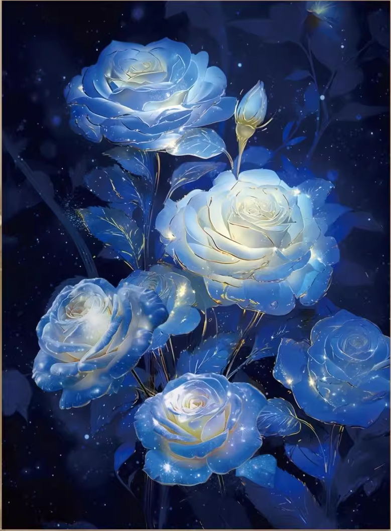 rose-1116 *สินค้าหมด* ชุดปักครอสติช ลายกุหลาบราตรี (ปักเต็มผืนผ้า ไม่มีเดินเส้น ผ้า9CTพิมพ์ลาย มีประกาย ปักครั้งละ 4 เส้นเล็ก) ขนาด 65*85 ซม.ผ้าครอสติช 9CTพิมพ์ลายปักบนผ้า ไหมคอตตอน 36 สี ผังลาย เข็ม