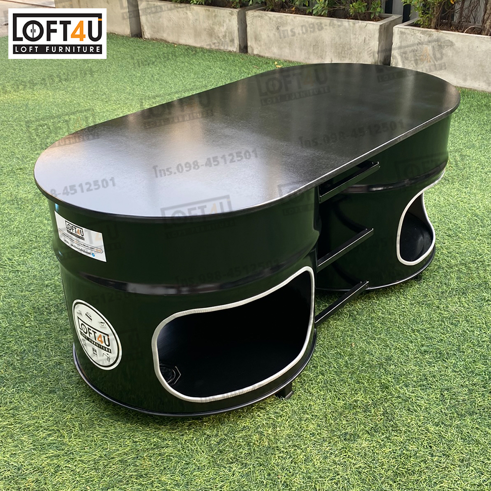 โต๊ะกลางใหญ่ : Steel Barrel Table (60x120Cm)