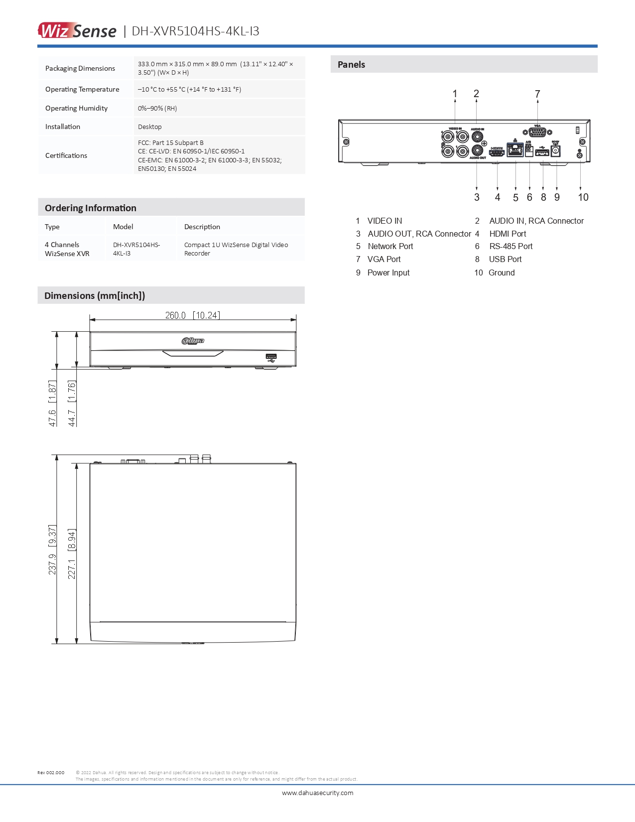 DAHUA XVR5104HS-4KL-I3 เครื่องบันทึกกล้องวงจรปิด DVR 4CH WizSense 4K BY BILLIONAIRE SECURETECH DAHUA XVR5104HS-4KL-I3