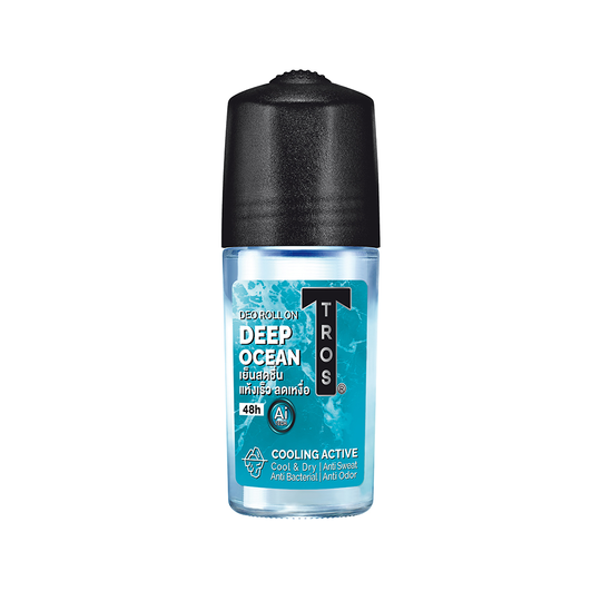 TROS ทรอส โรลออน DEEP OCEAN ROLL ON เย็นสดชื่น สีน้ำเงินฝาดำ 45 มล.
