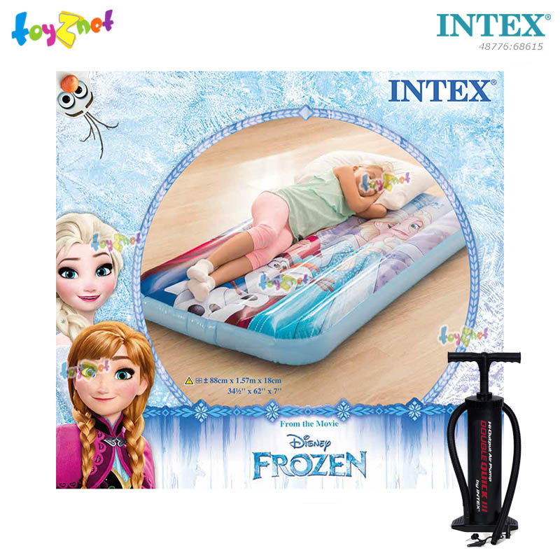 Intex Frozen Kids Airbed 0.88x1.57x0.18 m. No.48776 + Double Quick III Hand Pump