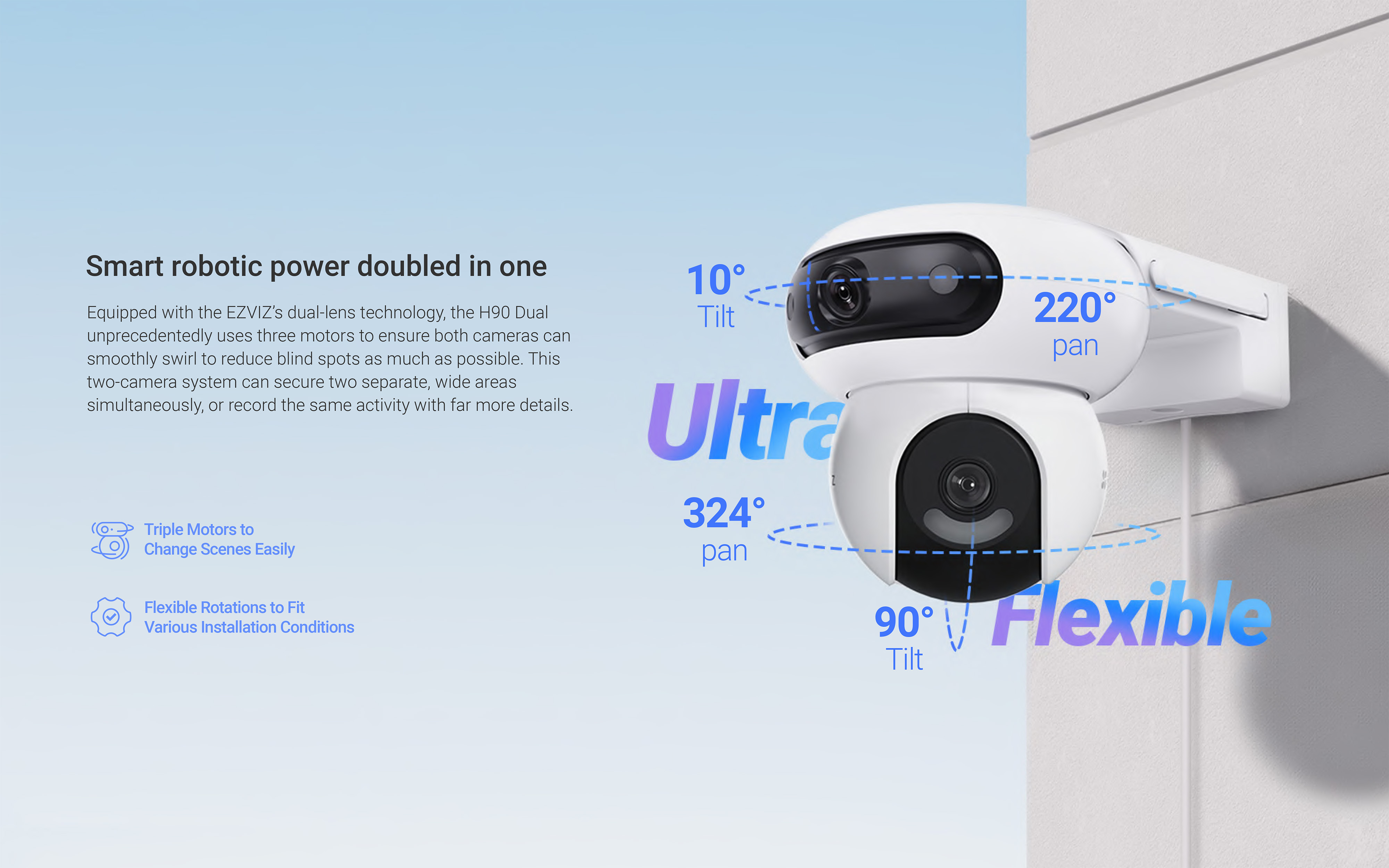 EZVIZ H90 Dual กล้องวงจรปิดระบบ IP WIFI ความละเอียด 2K+ & 2K+ DUAL LENS ภาพสี 24 ชม. มีไมค์และลำโพงในตัว ติดตั้งภายนอกได้ BY BILLIONAIRE SECURETECH EZVIZ H90 Dual