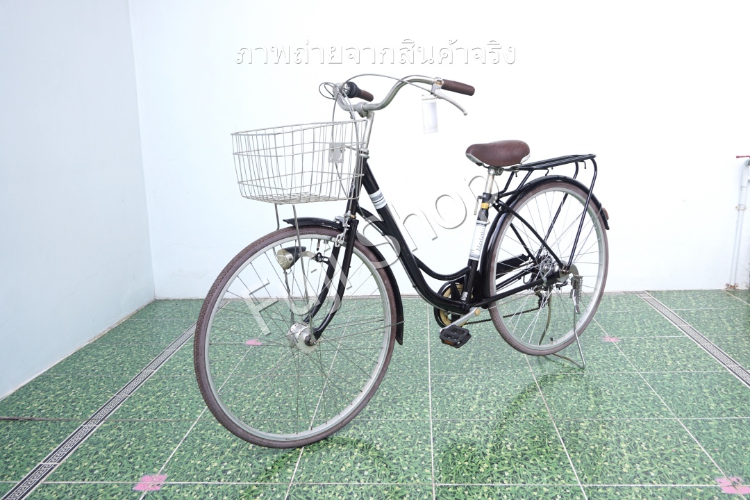 จักรยานแม่บ้านญี่ปุ่น - ล้อ 27 นิ้ว - เกียร์ 6 สปีด - ไฟหน้าอัตโนมัติ - สีดำ [จักรยานมือสอง]