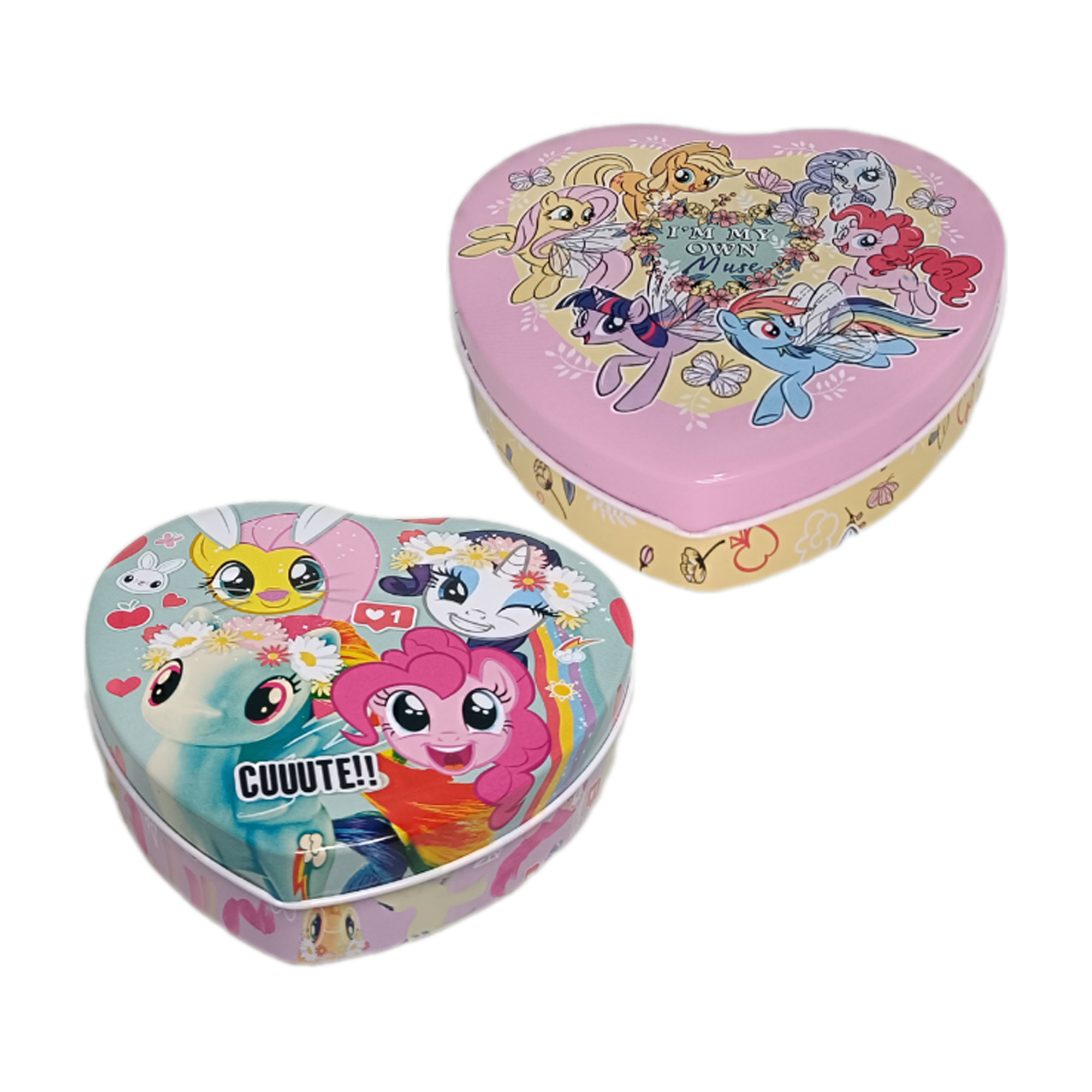 Tin Heart Box My Little Pony Metal กล่องเหล็กรูปหัวใจสีชมพู กระป๋องเก็บของลายมายลิตเติ้ลโพนี่