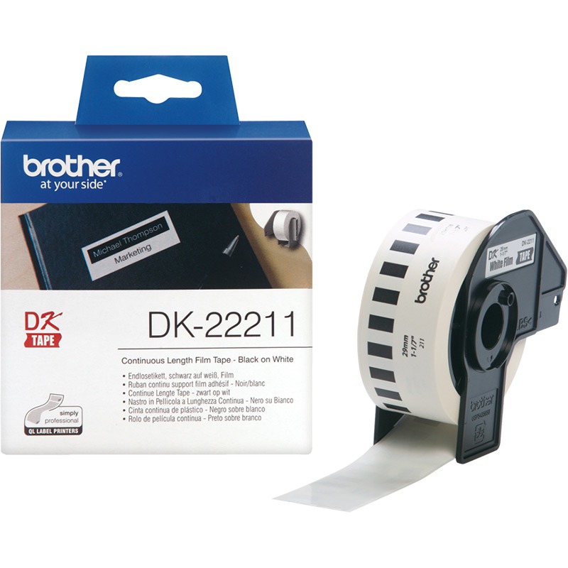 ป้ายสติ๊กเกอร์พิมพ์อักษร BROTHER เทปฟิล์มต่อเนื่อง DK-22211