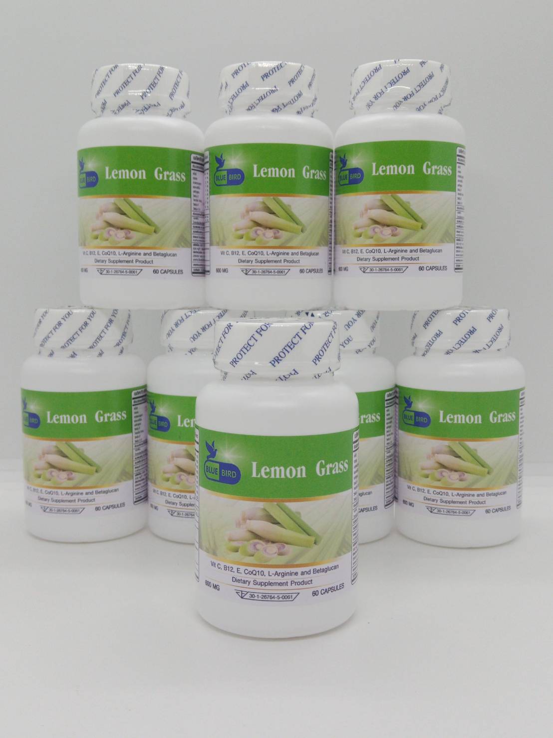 ตะไคร้ Lemon Grass ตรา บลูเบิร์ด ขนาด 600 มิลลิกรัม 60 แคปซูล