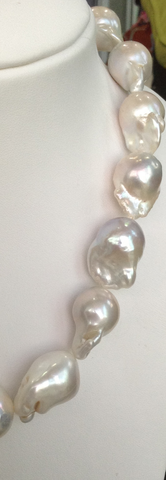 สร้อยคอไข่มุกแท้ รูปทรงธรรมชาติ ขนาดใหญ่ 15-18 มิล