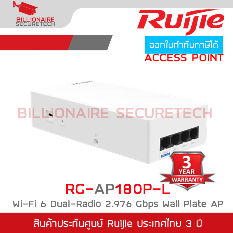 RUIJIE RG-AP180P-L , ACCESS POINT Wi-Fi 6 Dual-Radio 2.976 Gbps Wall Plate AP BY BILLIONAIRE SECURETECH RG-AP180P-L