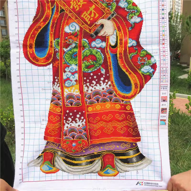 tep-1109 *สินค้าหมด* ชุดปักครอสติช ลายเทพไฉ่ซินเอี้ย (ผ้า11CTพิมพ์ลาย ปักครั้งละ 3 เส้นเล็ก) ขนาด 60*110 ซม ผ้าครอสติช 11CTพิมพ์ลายปักบนผ้า ไหมคอตตอน 30 สี ผังลาย เข็ม