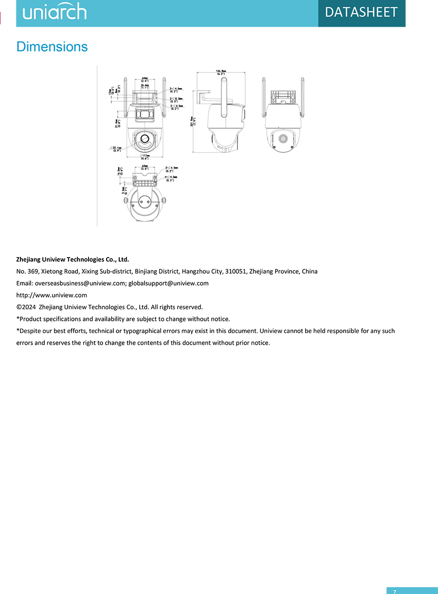UNIARCH Uho-P2S-M33F34 (2.8+4 mm.) กล้องวงจรปิด 3MP+3MP HD Outdoor Dual-lens PT WiFi Camera Dual Light มีไมค์และลำโพงในตัว ใช้งานภายใน BY BILLIONAIRE SECURETECH Uho-P2S-M33F34